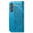 Pattintható tok a Samsung Galaxy A15, Butterfly Flower, kék + 9H üveg 