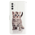 Pattintható tok a Samsung Galaxy A25 5G, Wallet, Cute Cat, fehér + 9H üveg