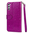 Pattintható tok a Samsung Galaxy S24, Wallet Zipper Pocket Glittery, lila