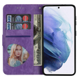 Pattintható tok a Samsung Galaxy S24, Wallet Zipper Pocket Glittery, lila