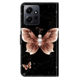 Pattintható tok a Xiaomi Redmi Note 12 4G, Wallet Butterfly, fekete