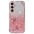 tok Samsung Galaxy A05s 4G, csillogó virág, rózsaszín rose gold